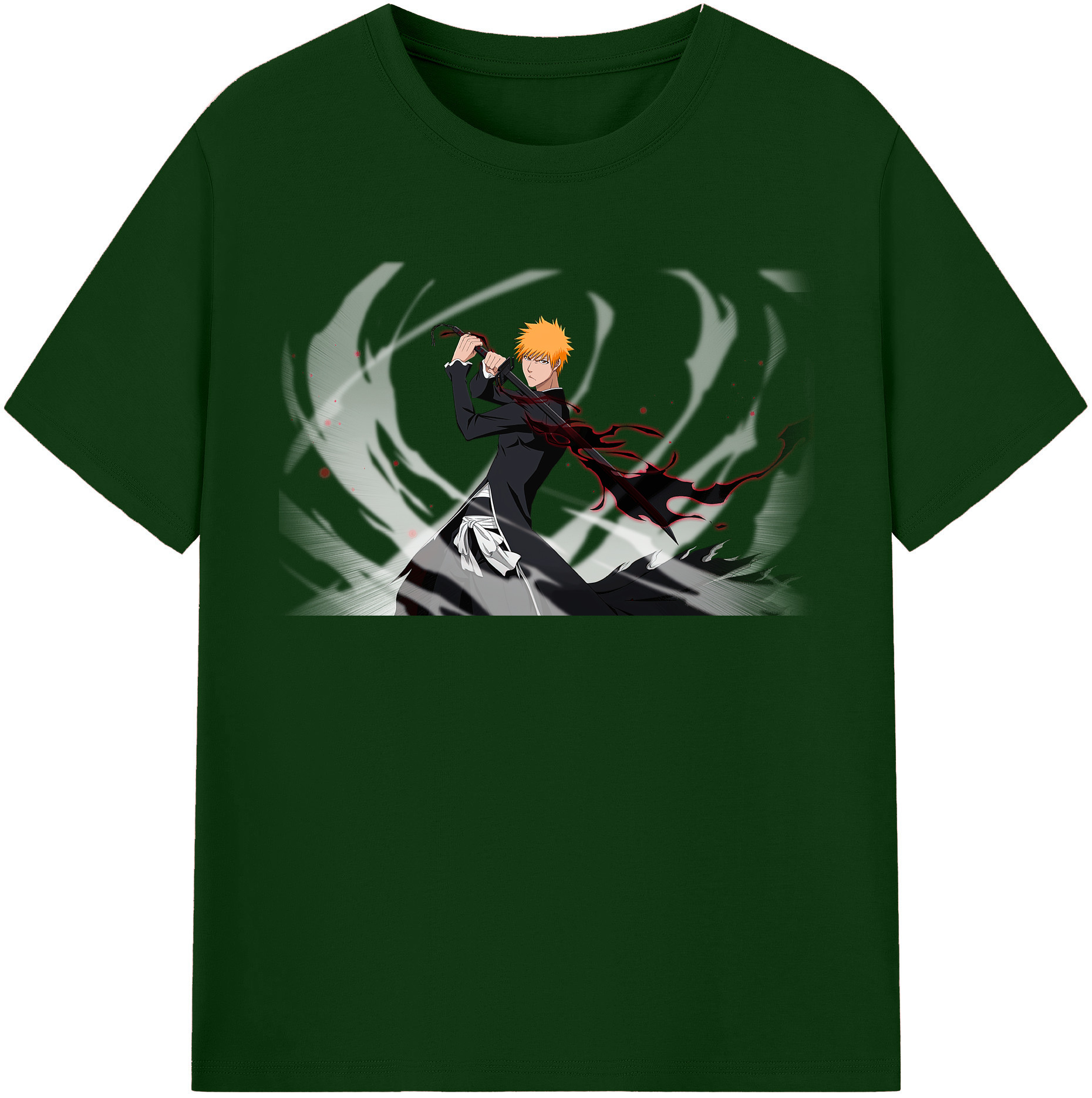 （画像用） ブリーチ 黒崎一護（くろさき いちご）BLEACH Kurosaki Ichigo 綿100％半袖Tシャツ（フロントプリント）